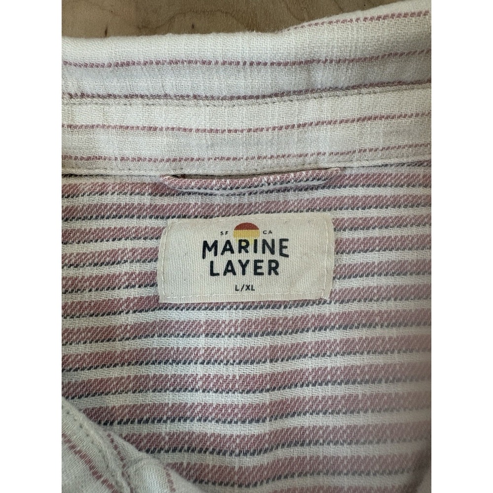 Marine Layer Shirt Mens XL Mini Stripe Stretch Selvage Short Sleeve Button Up - Picture 2 of 7